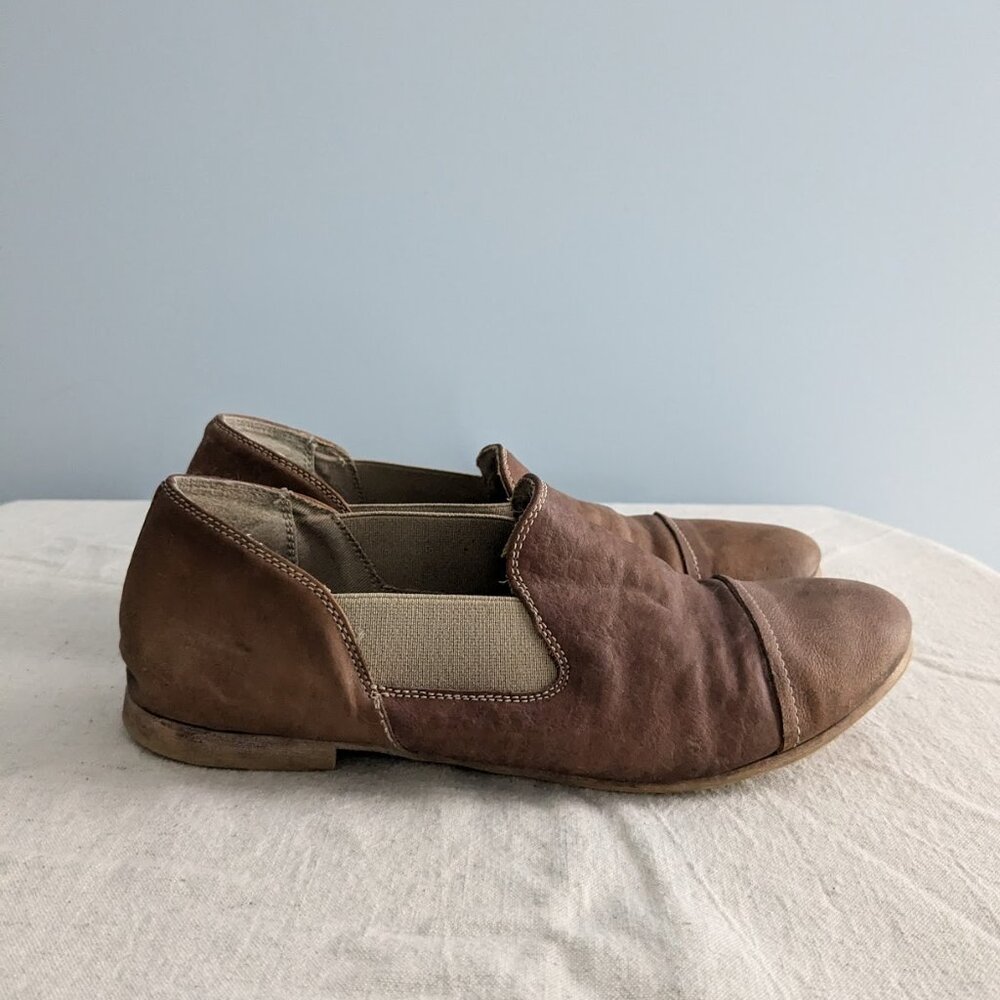 FREE PEOPLE Brown Leather Flat Slip On Shoes sz US 8 EU 38